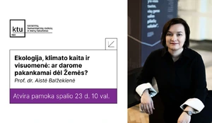 Maketas, su tyrėjos nuotrauka ir paskaitos pavadinimu, data