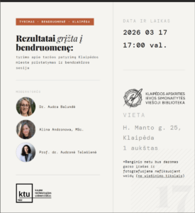 Rezultatai grįžta į bendruomenę: tyrimo apie taršos patyrimą Klaipėdos miesto pristatymas ir bendrakūros sesija